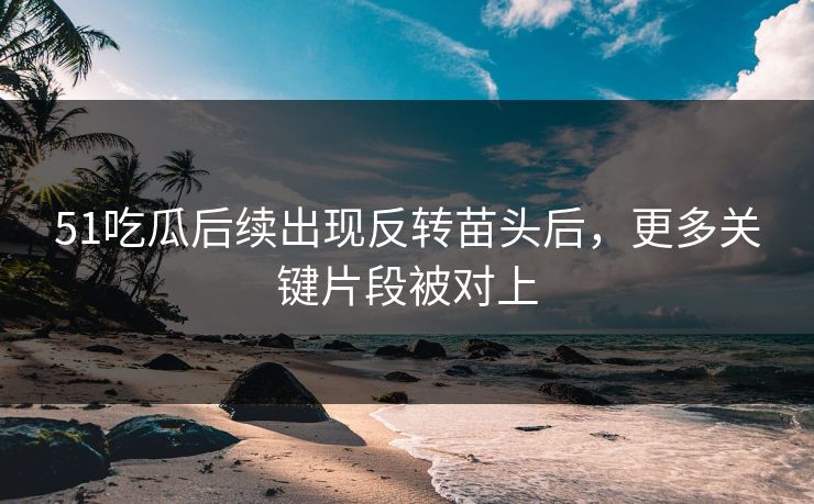 51吃瓜后续出现反转苗头后，更多关键片段被对上